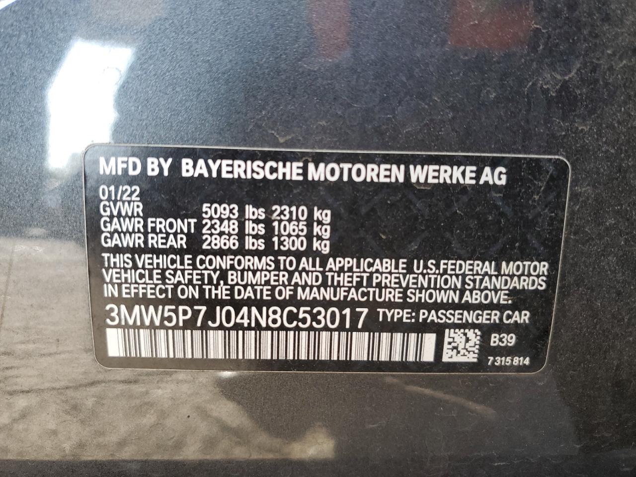 VIN 3MW5P7J04N8C53017 2022 BMW 3 SERIES no.13