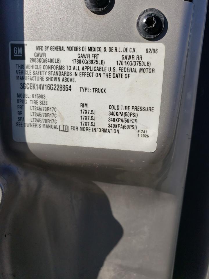 2006 Chevrolet Silverado K1500 VIN: 3GCEK14V16G228864 Lot: 83604384