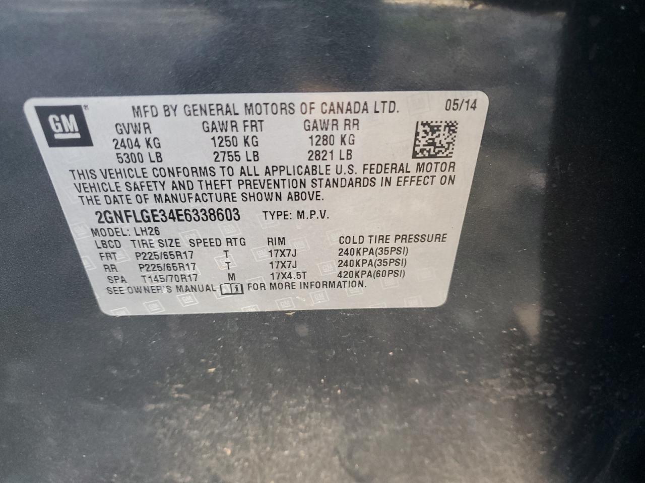 VIN 2GNFLGE34E6338603 2014 CHEVROLET EQUINOX no.13