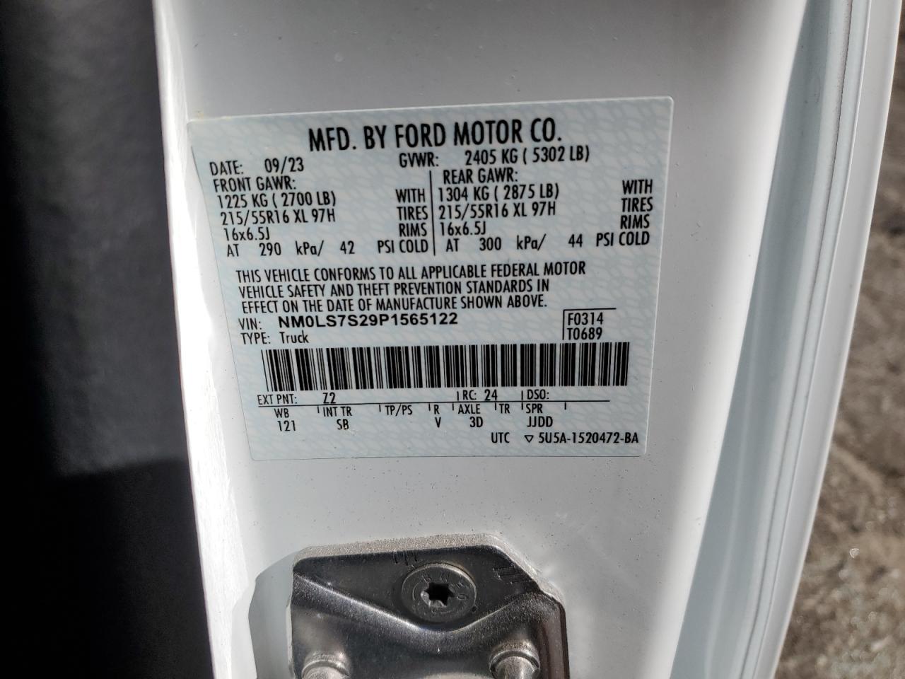 NM0LS7S29P1565122 FORD TRANSIT 2023