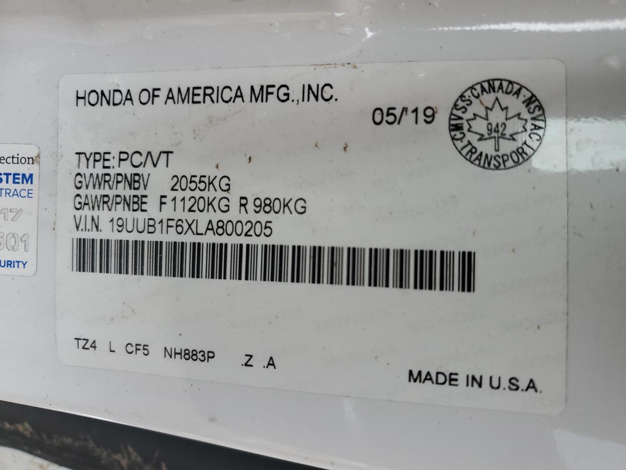 2020 Acura Tlx Technology VIN: 19UUB1F6XLA800205 Lot: 85103525