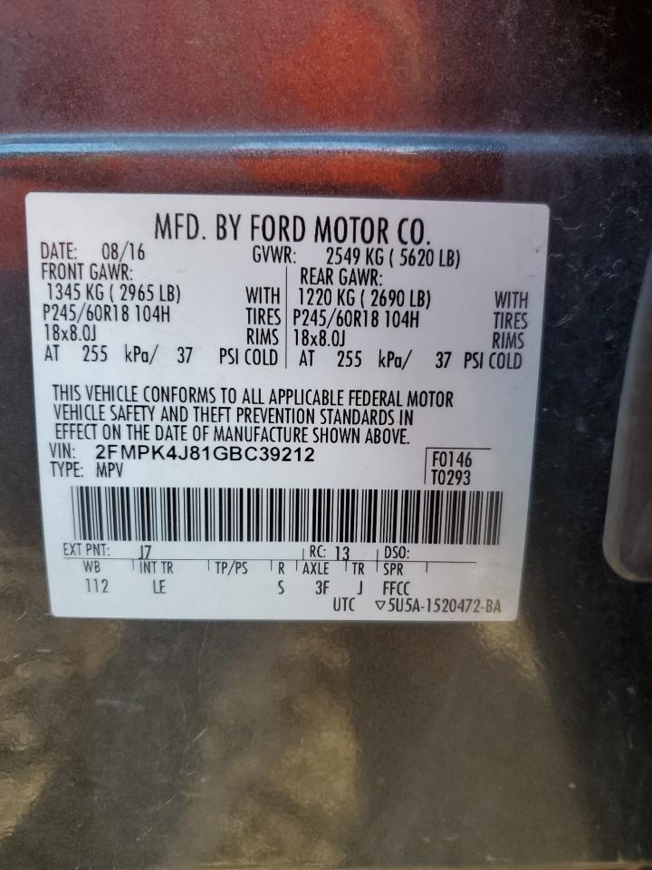 2FMPK4J81GBC39212 FORD EDGE 2016