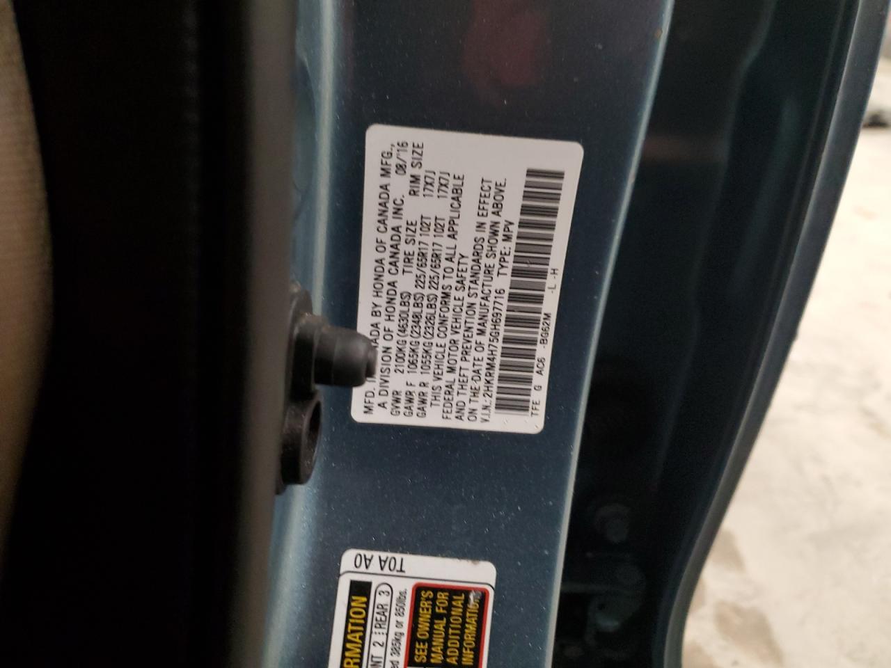 2HKRM4H75GH697716 HONDA CRV 2016