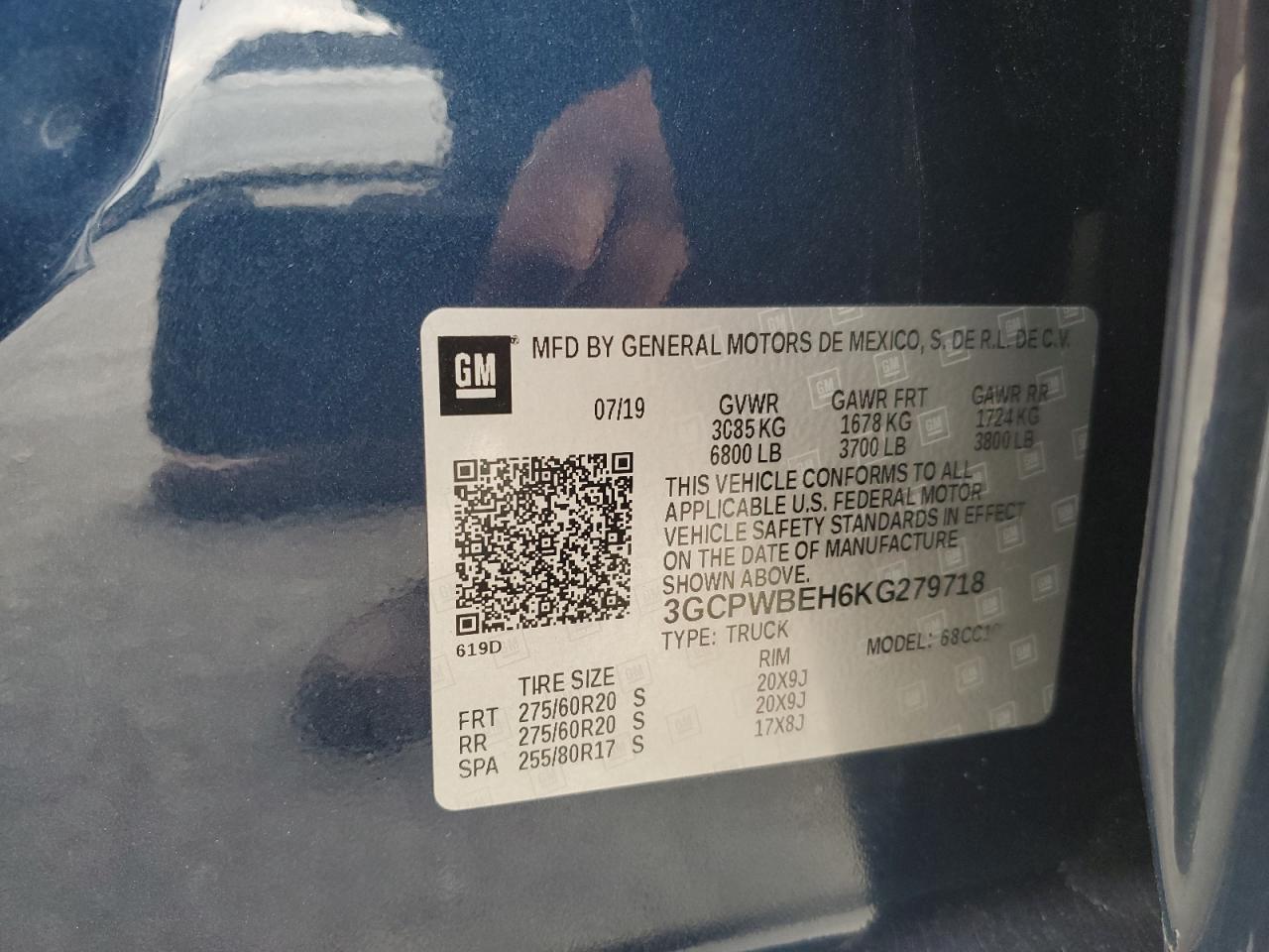 3GCPWBEH6KG279718 CHEVROLET ALL Models 2019