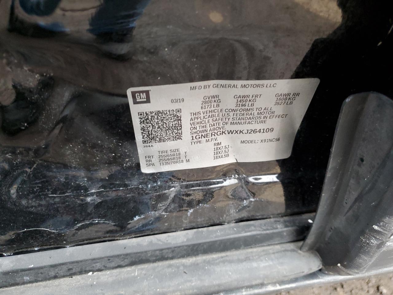 1GNERGKWXKJ264109 CHEVROLET TRAVERSE 2019