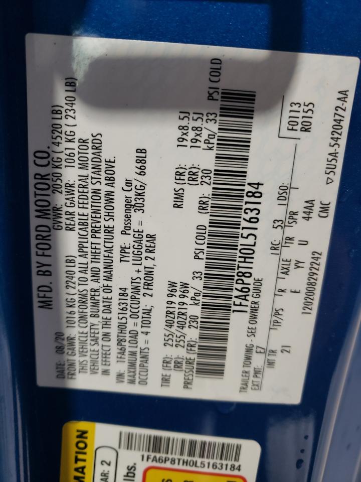 1FA6P8TH0L5163184 FORD ALL Models 2020