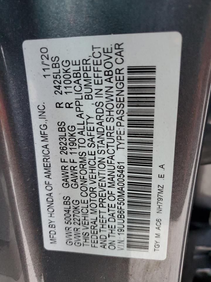 2021 Acura Tlx Tech A VIN: 19UUB6F50MA005461 Lot: 84185274