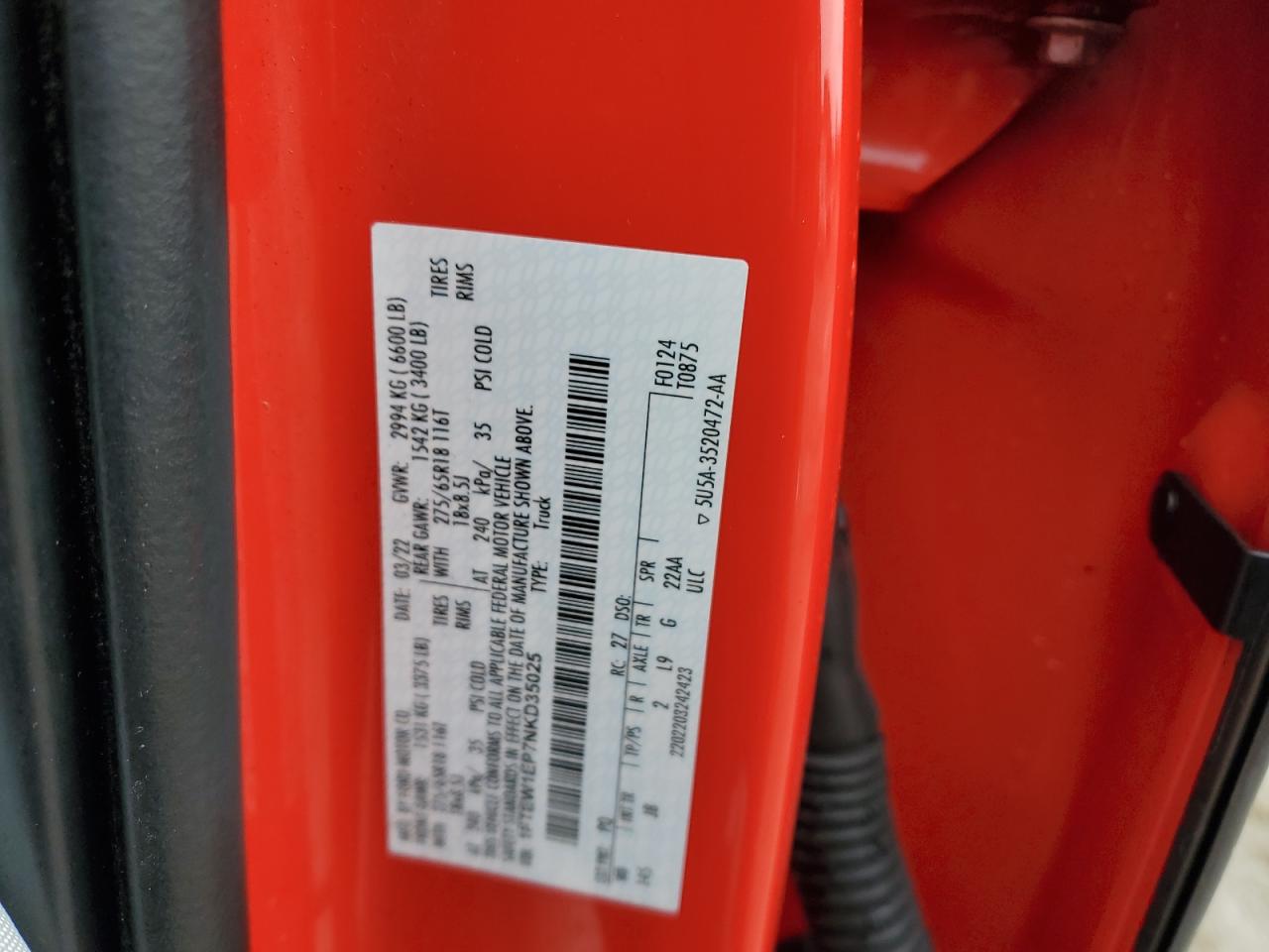 1FTEW1EP7NKD35025 FORD F-150 2022