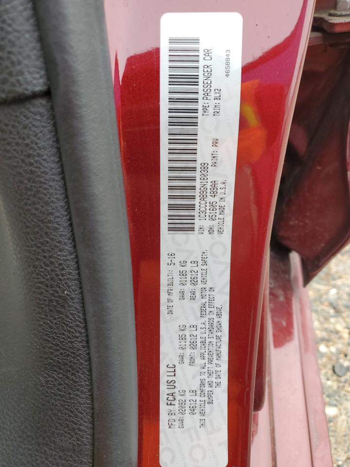 2016 Chrysler 200 Limited VIN: 1C3CCCAB9GN180389 Lot: 86246124