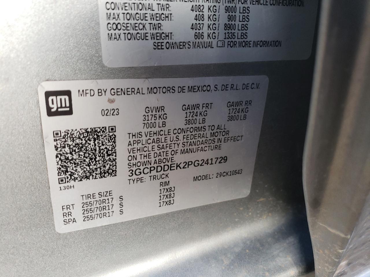 3GCPDDEK2PG241729 CHEVROLET ALL Models 2023