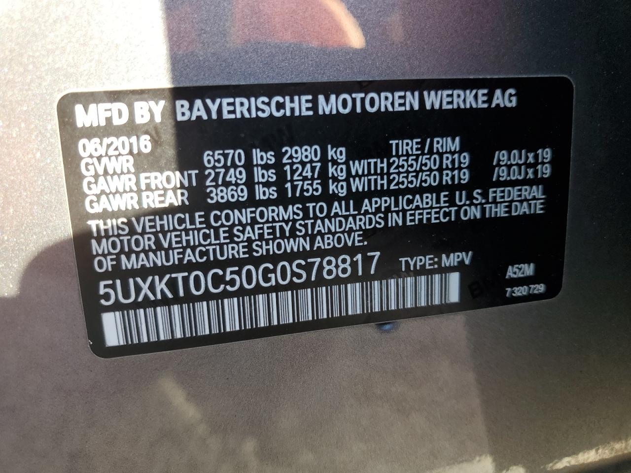 VIN 5UXKT0C50G0S78817 2016 BMW X5 no.12