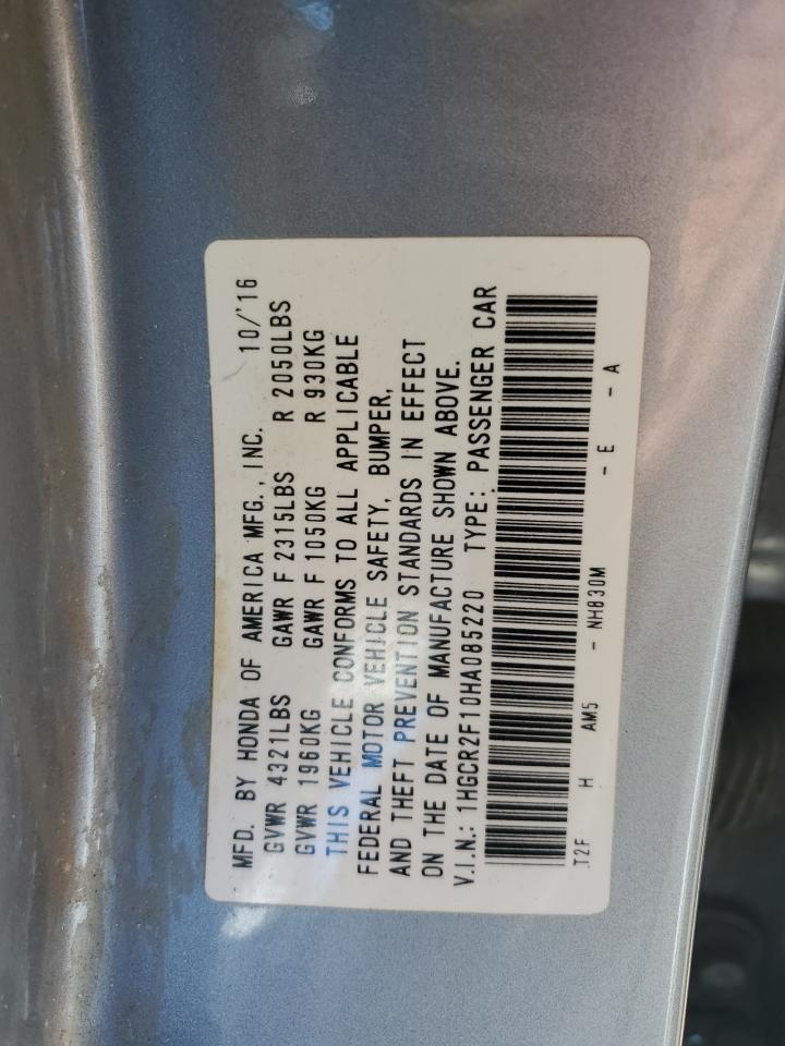 VIN 1HGCR2F10HA085220 2017 HONDA ACCORD no.12