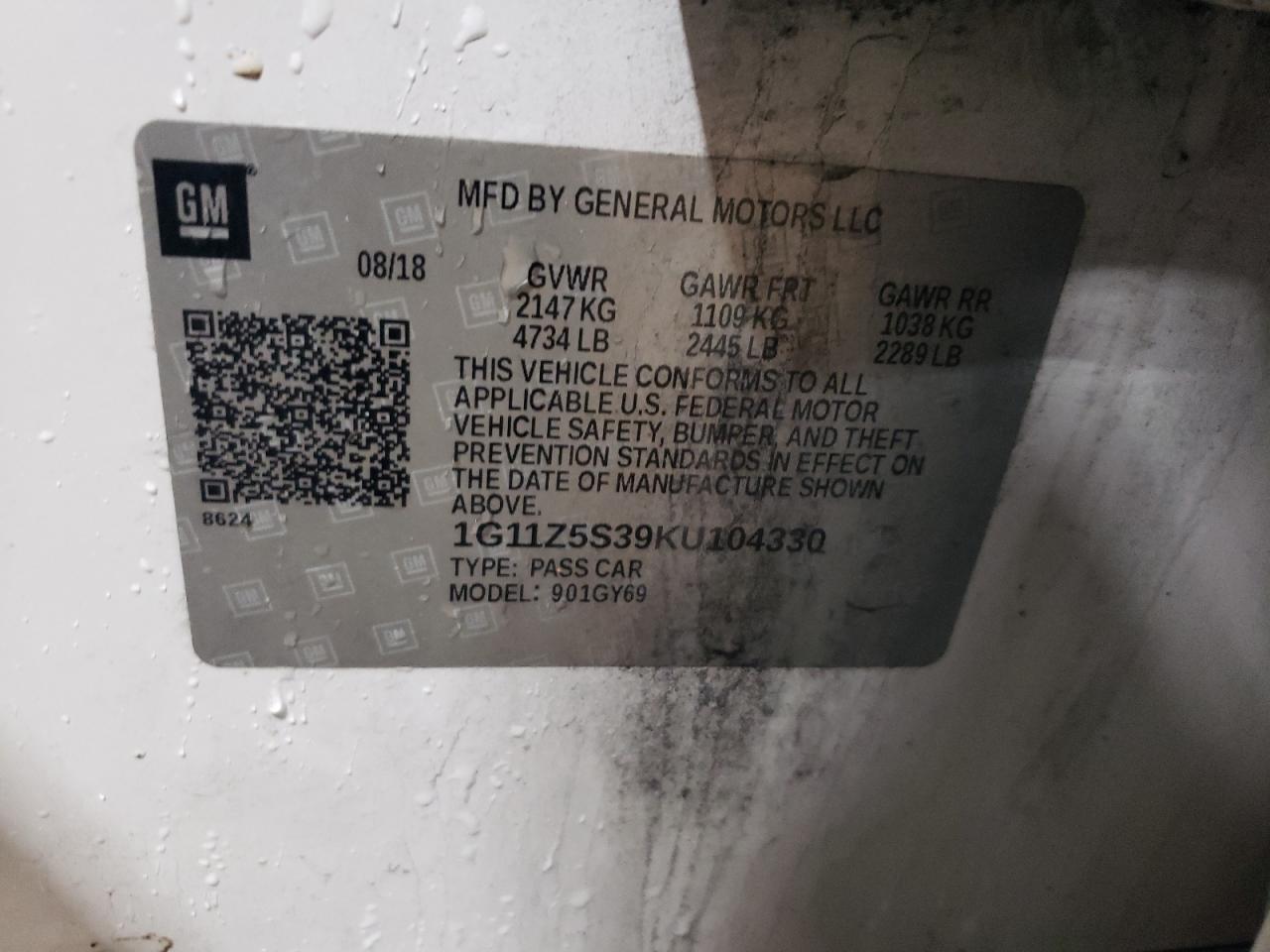 1G11Z5S39KU104330 CHEVROLET IMPALA 2019