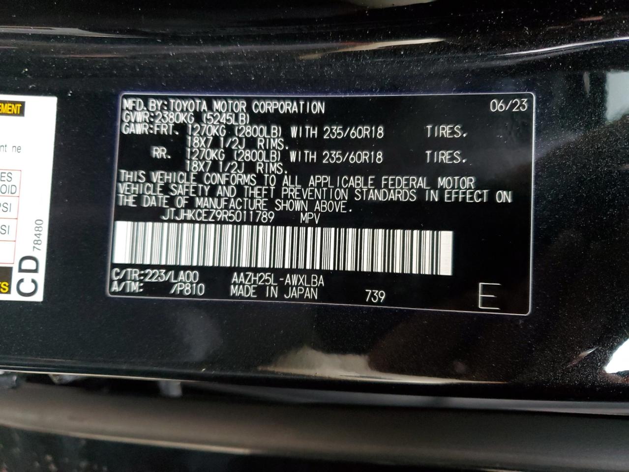 VIN JTJHKCEZ9R5011789 2024 LEXUS NX 350H BA no.13