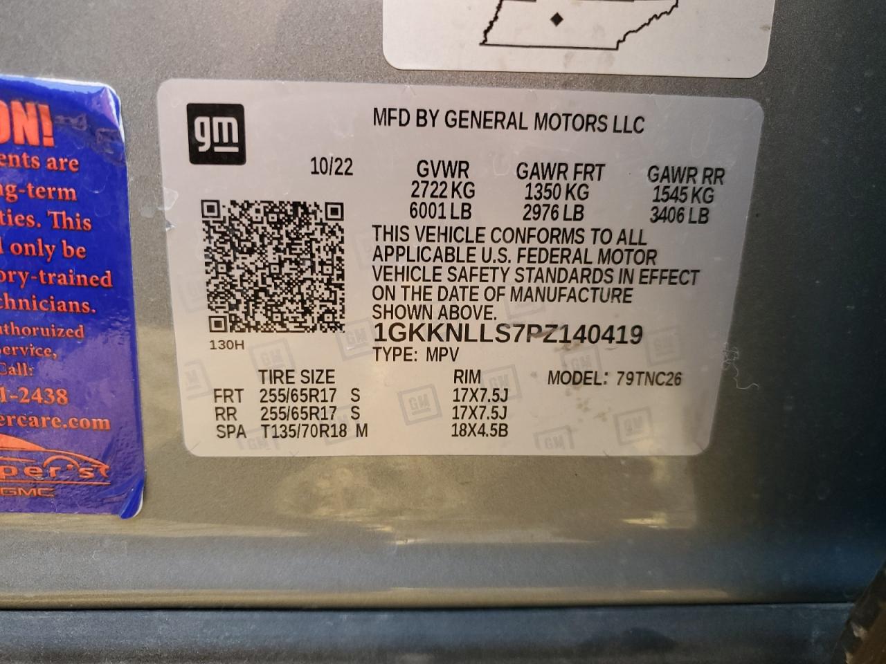 2023 GMC Acadia At4 VIN: 1GKKNLLS7PZ140419 Lot: 84060344