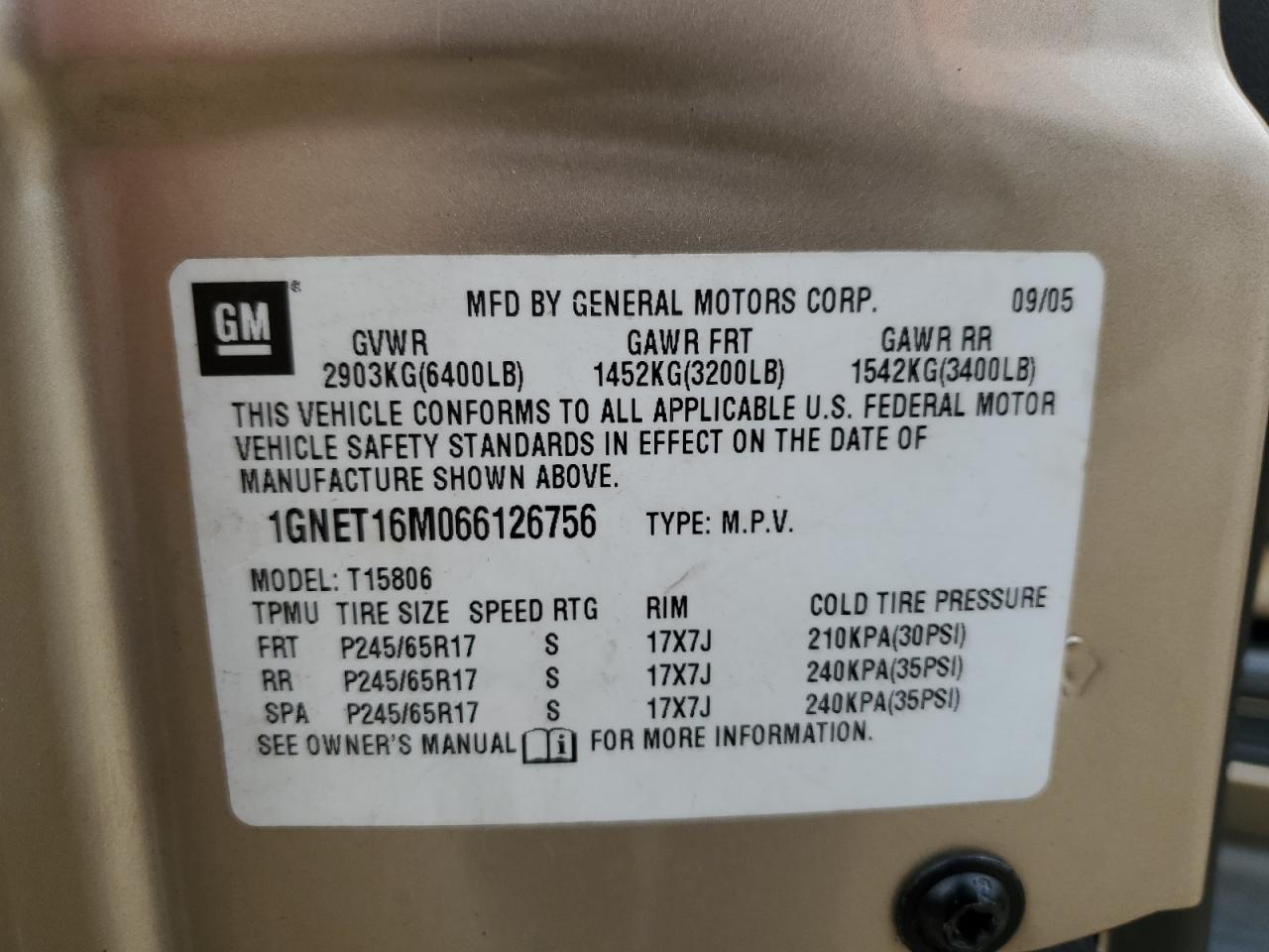 2006 Chevrolet Trailblazer Ext Ls VIN: 1GNET16M066126756 Lot: 86404724