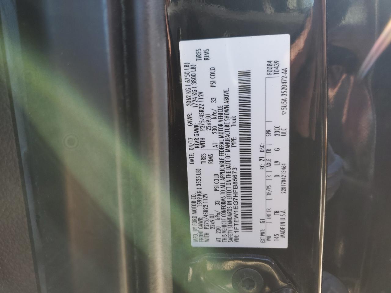 1FTEW1EG7HFB85673 FORD F-150 2017