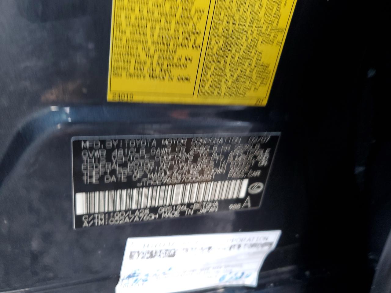 2007 Lexus Gs 350 VIN: JTHCE96S370006881 Lot: 85326754