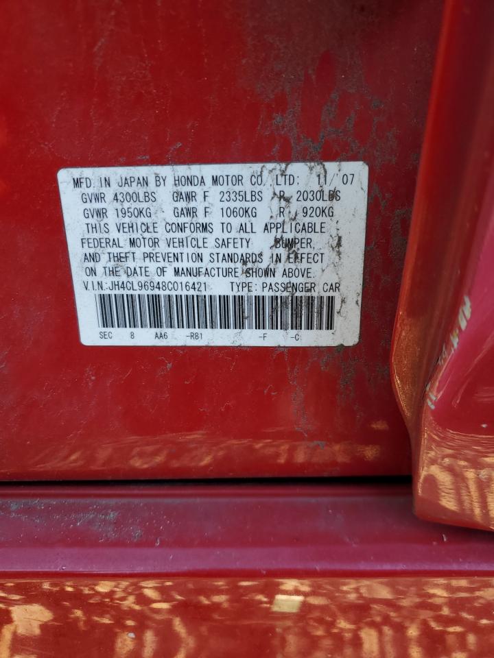 2008 Acura Tsx VIN: JH4CL96948C016421 Lot: 84543584