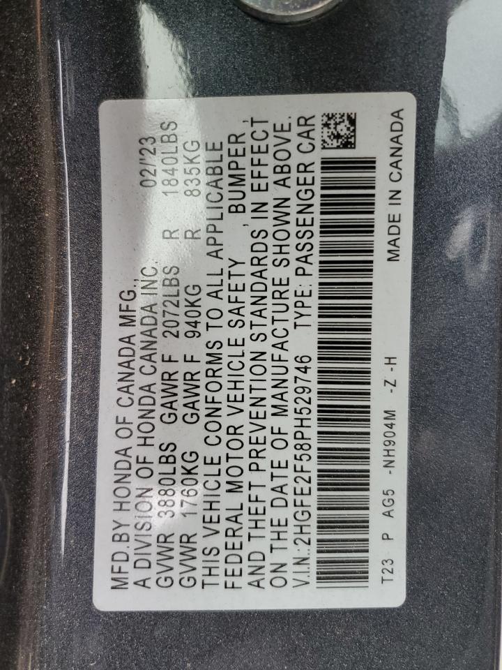 2HGFE2F58PH529746 HONDA CIVIC 2023
