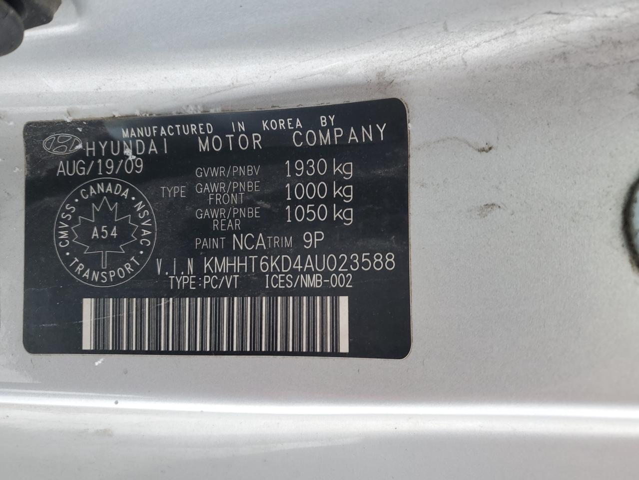 2010 Hyundai Genesis Coupe 2.0T VIN: KMHHT6KD4AU023588 Lot: 86835754