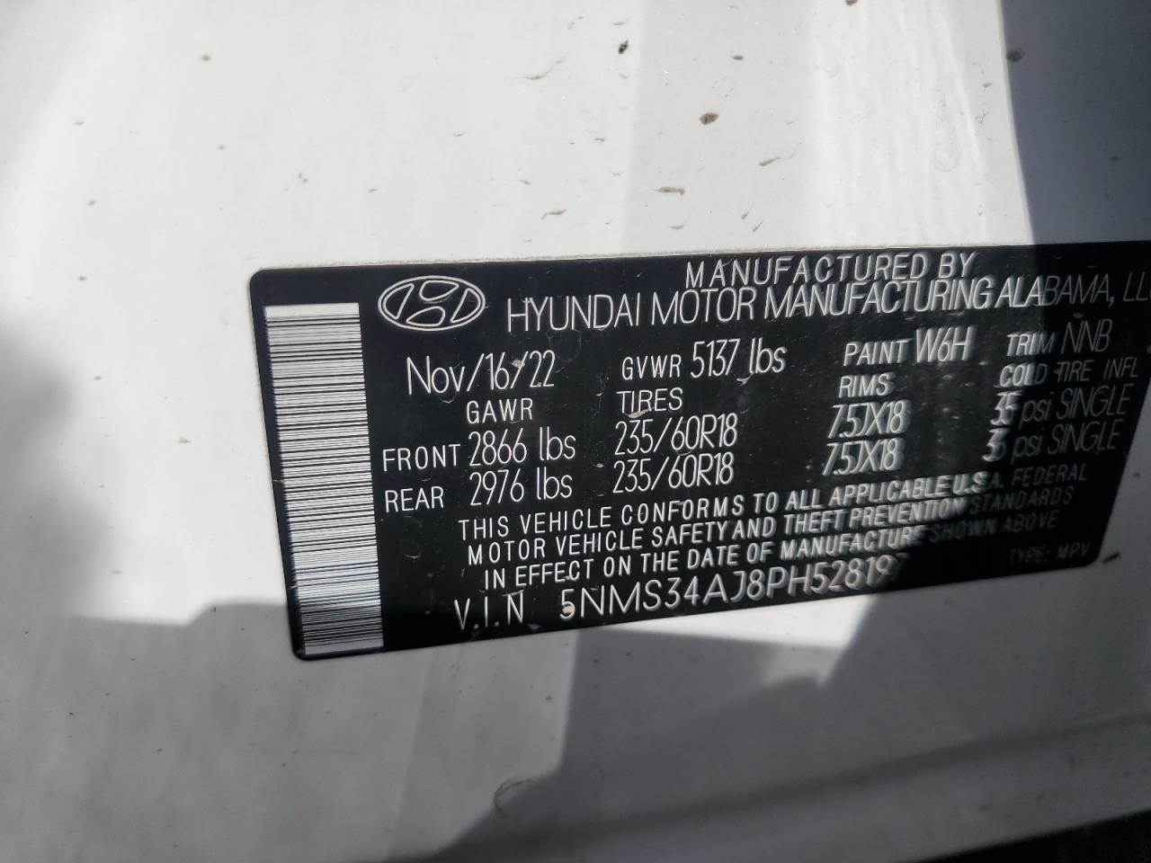 VIN 5NMS34AJ8PH528197 2023 HYUNDAI SANTA FE no.14