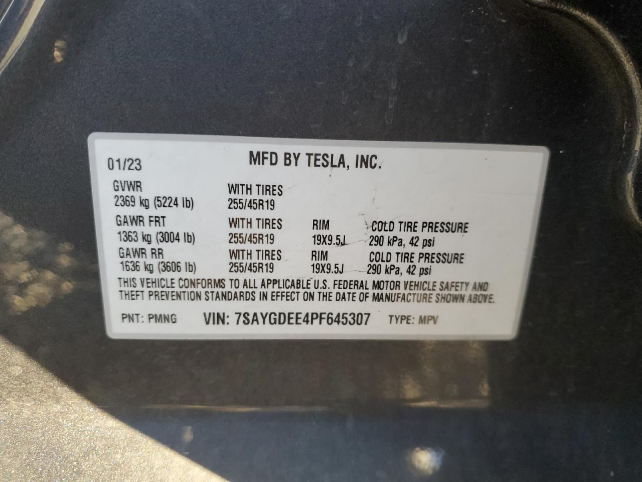 2023 Tesla Model Y VIN: 7SAYGDEE4PF645307 Lot: 82870014