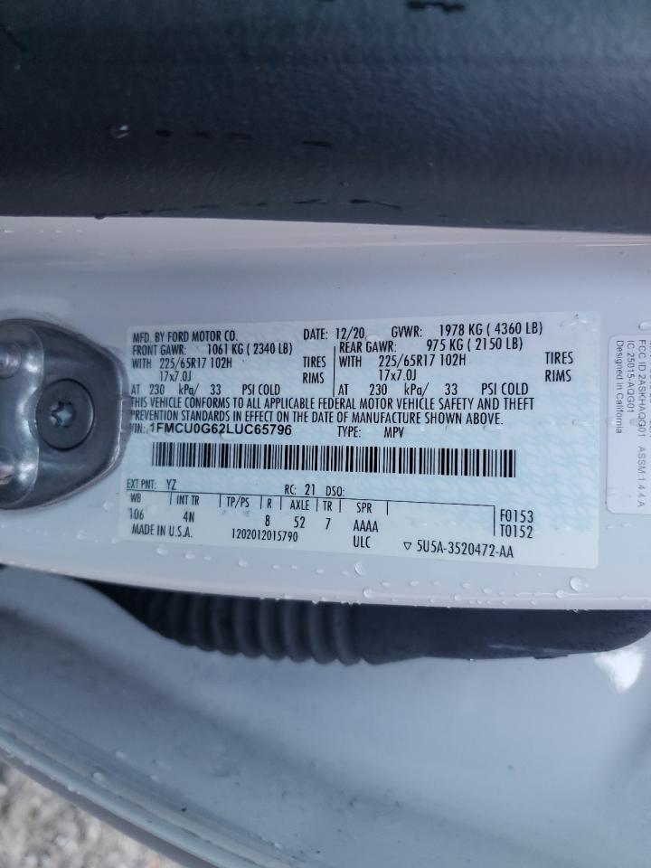 2020 Ford Escape Se VIN: 1FMCU0G62LUC65796 Lot: 82474384