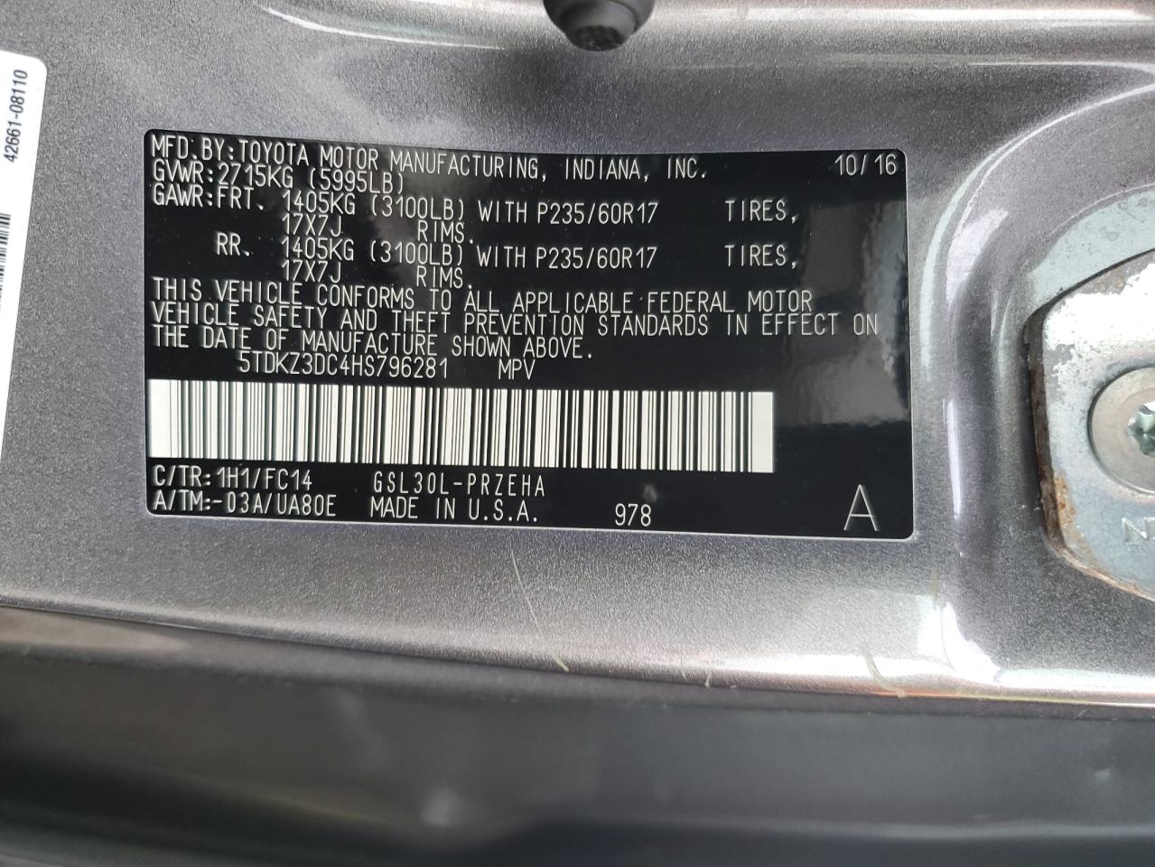 5TDKZ3DC4HS796281 TOYOTA All Models 2017