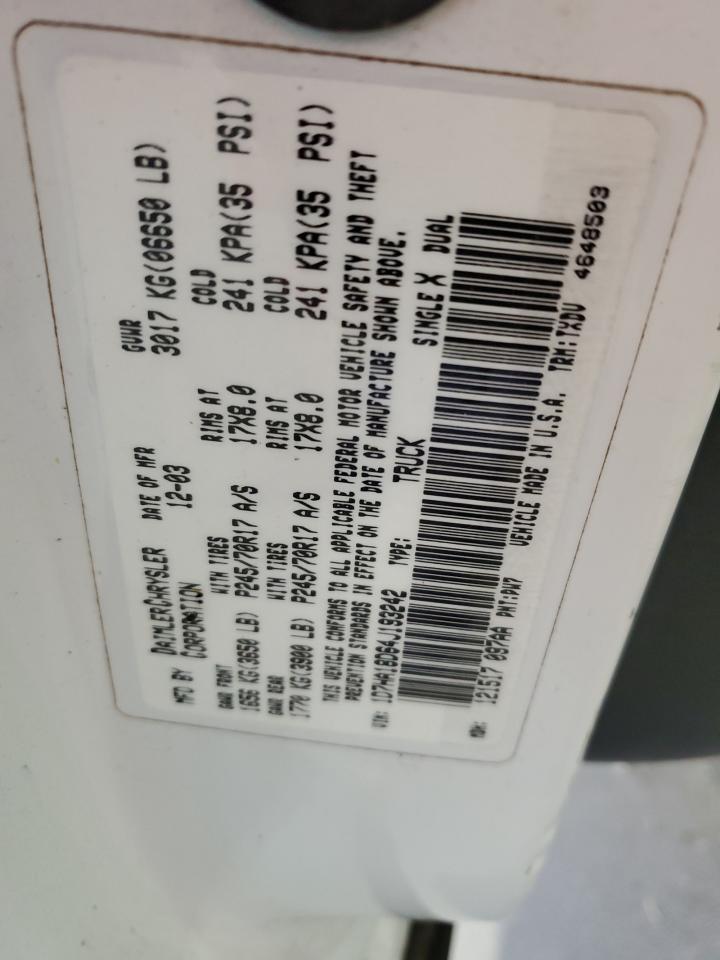 2004 Dodge Ram 1500 St VIN: 1D7HA18D64J193242 Lot: 84445294