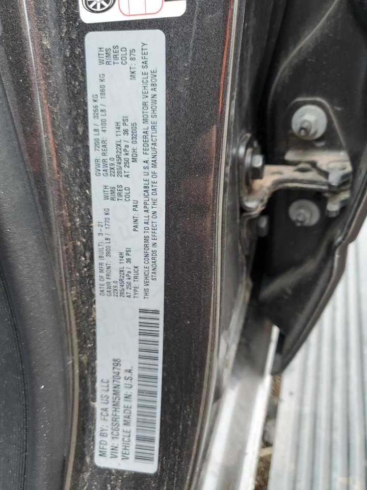 2021 Ram 1500 Limited VIN: 1C6SRFHM5MN704798 Lot: 85593654