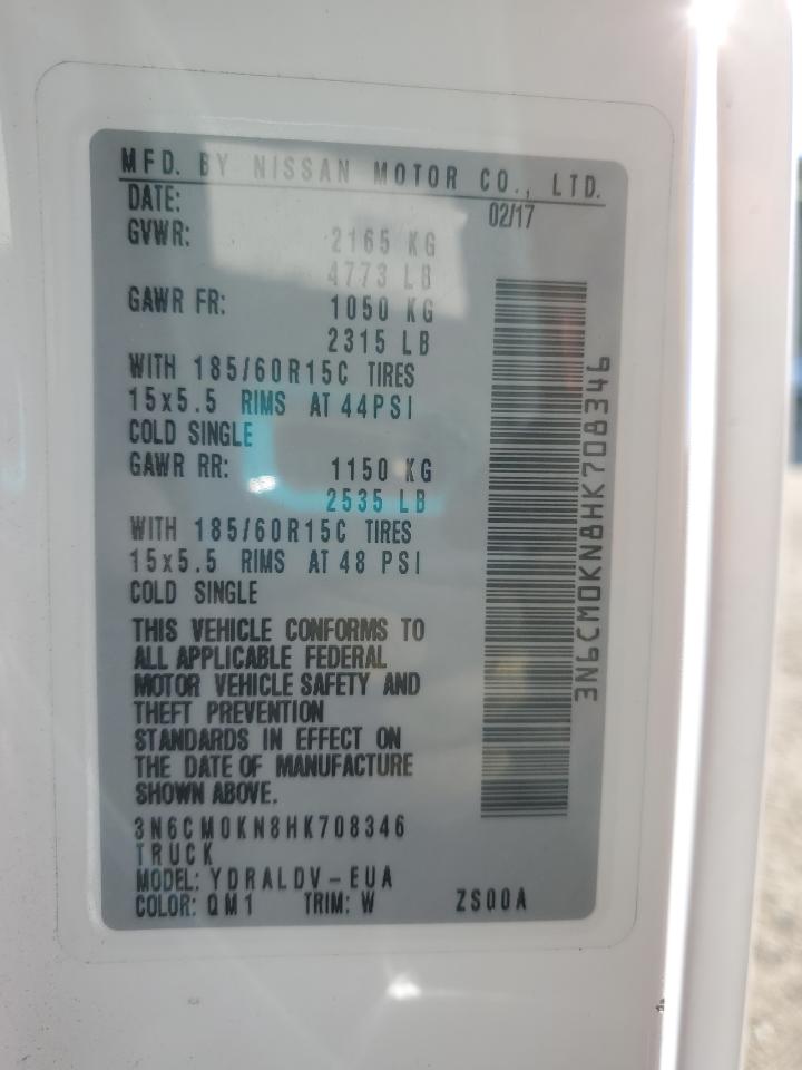 2017 Nissan Nv200 2.5S VIN: 3N6CM0KN8HK708346 Lot: 85751894