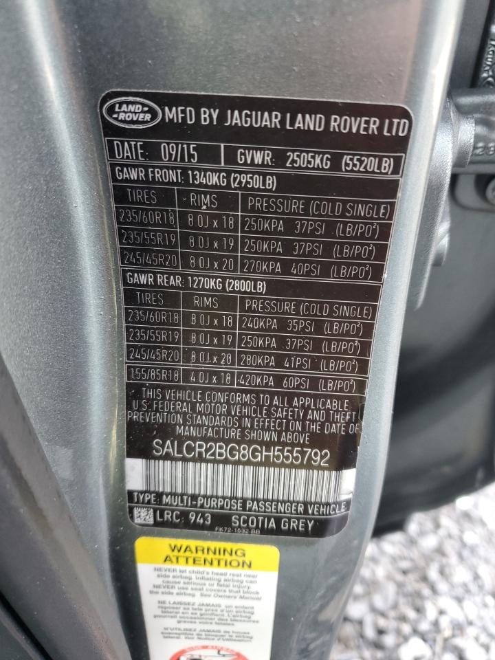 VIN SALCR2BG8GH555792 2016 LAND ROVER DISCOVERY no.13