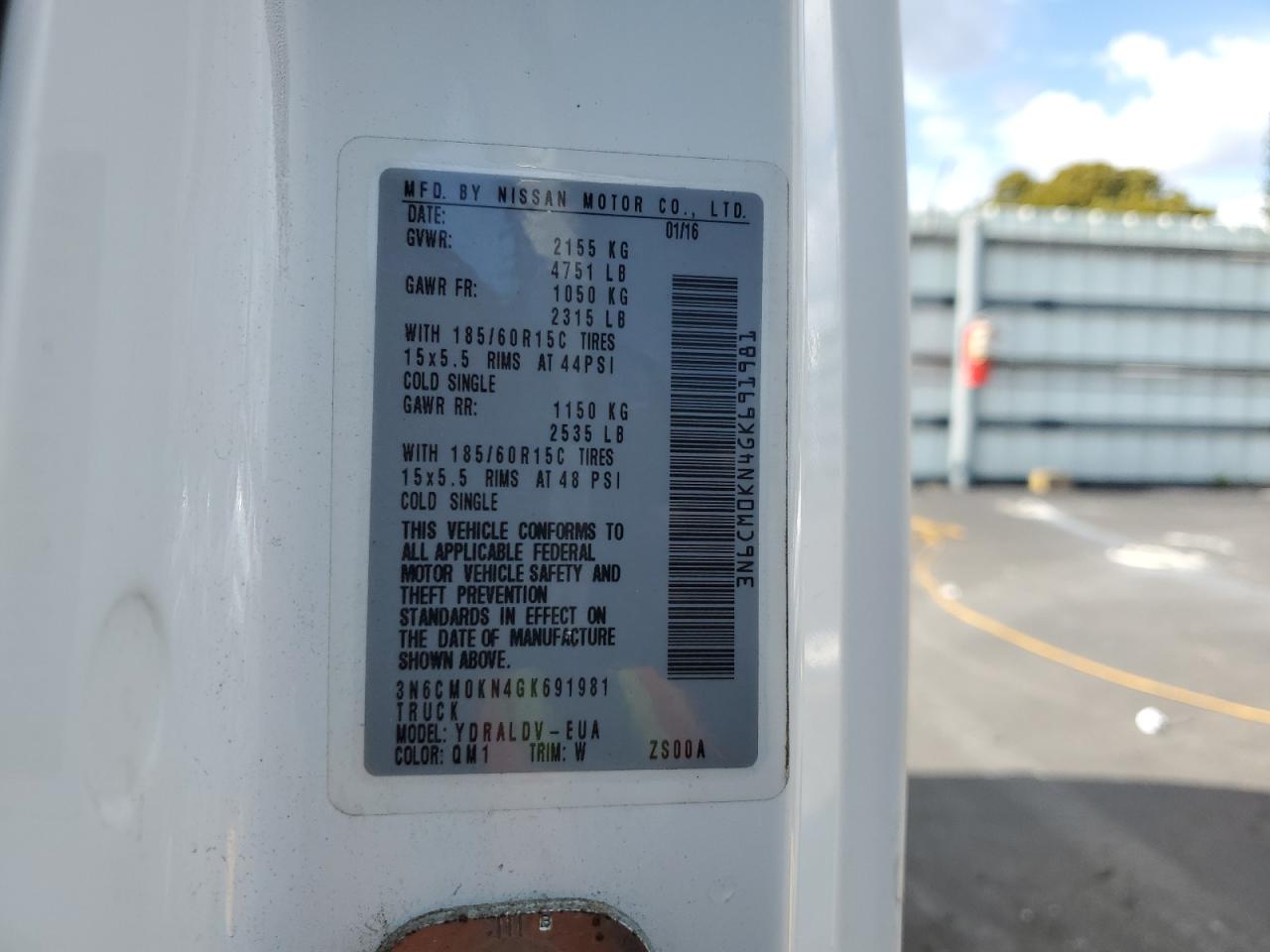 3N6CM0KN4GK691981 NISSAN NV 2016