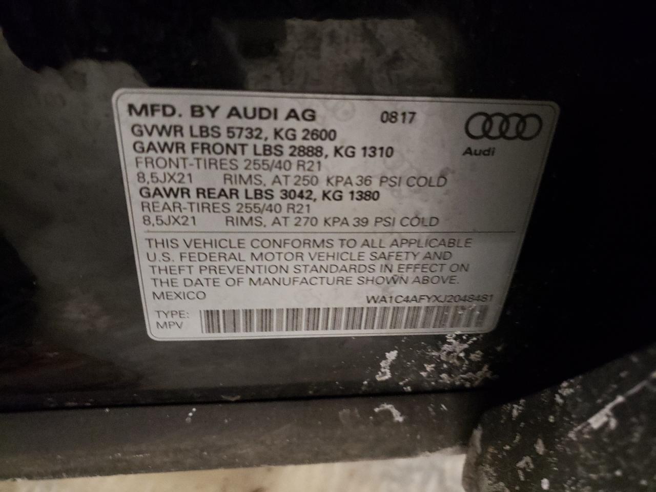 VIN WA1C4AFYXJ2048481 2018 AUDI SQ5 no.13