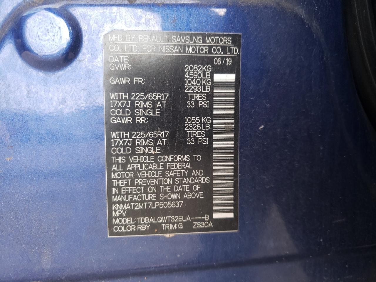 KNMAT2MT7LP505637 NISSAN ROGUE 2020