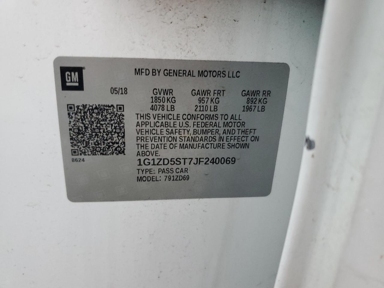 1G1ZD5ST7JF240069 CHEVROLET MALIBU 2018