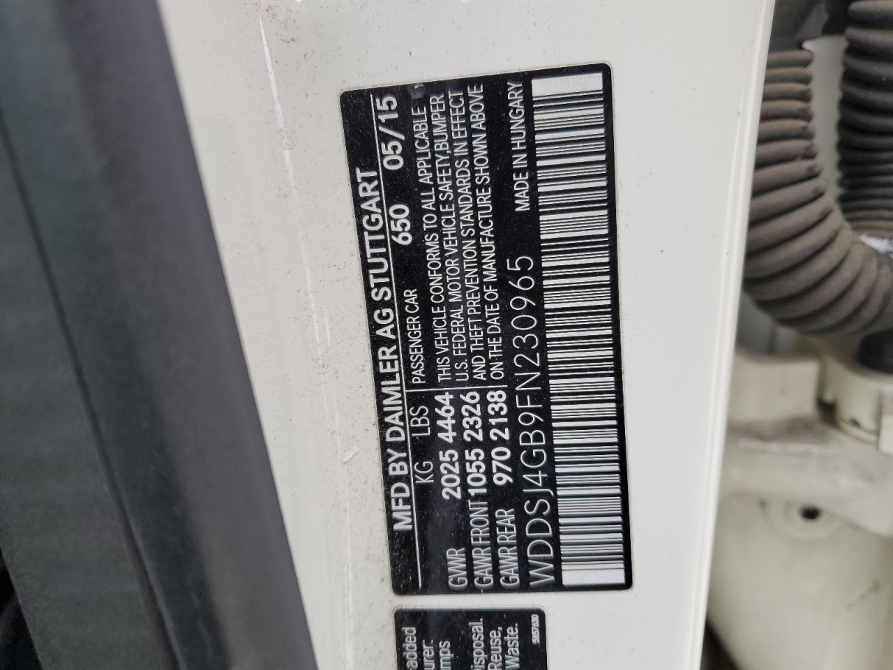 2015 Mercedes-Benz Cla 250 4Matic VIN: WDDSJ4GB9FN230965 Lot: 84431844