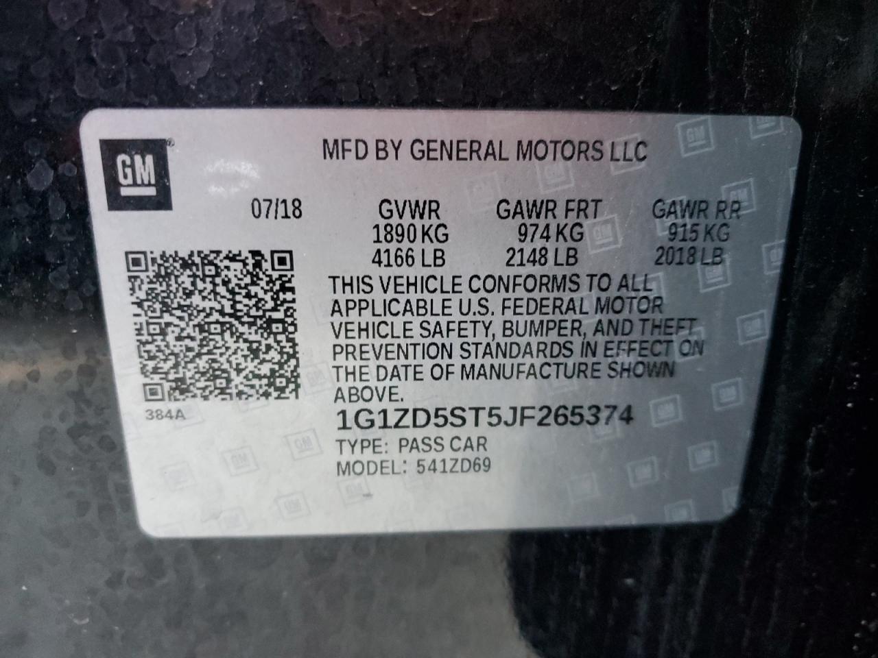 VIN 1G1ZD5ST5JF265374 2018 CHEVROLET MALIBU no.13