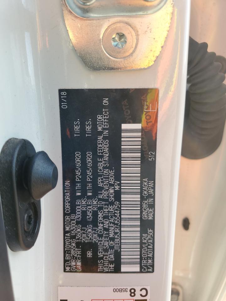 2018 Toyota 4Runner Sr5/Sr5 Premium VIN: JTEBU5JR7J5544759 Lot: 84962884