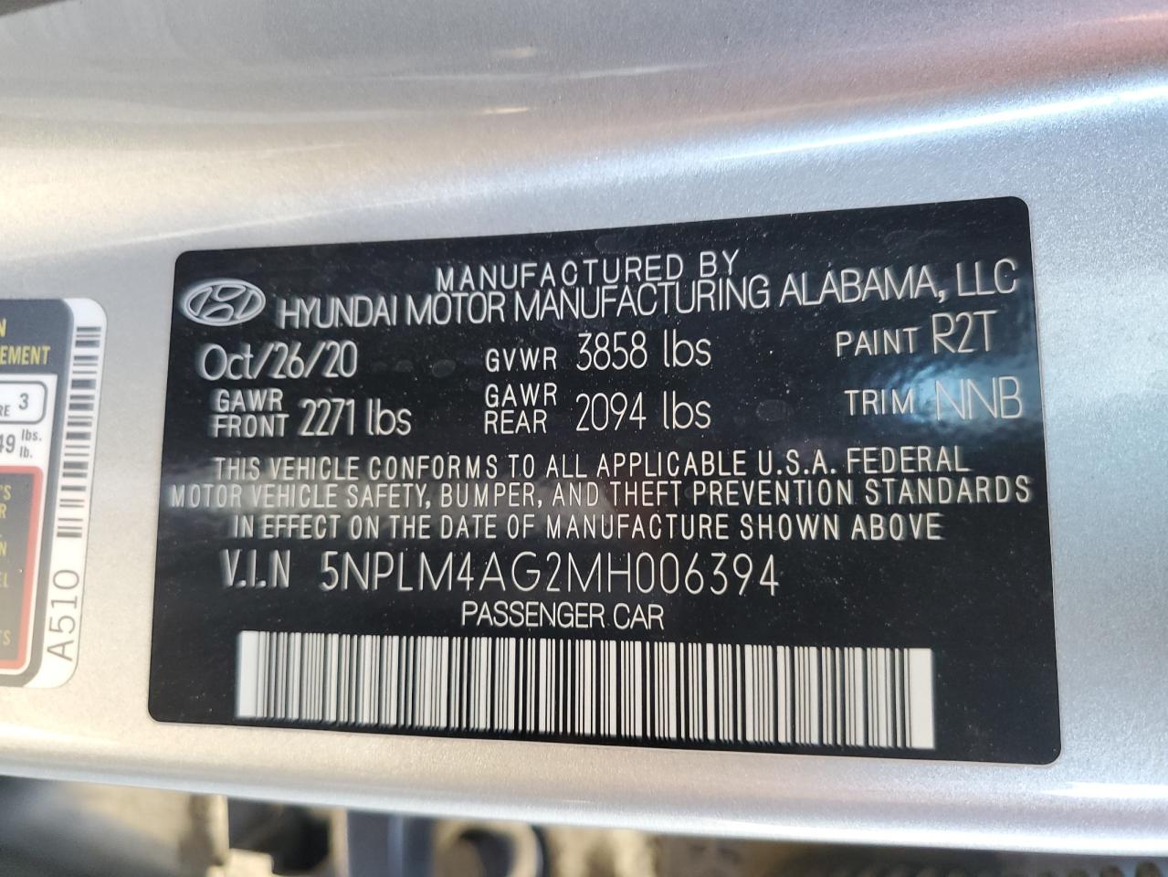 VIN 5NPLM4AG2MH006394 2021 HYUNDAI ELANTRA no.12