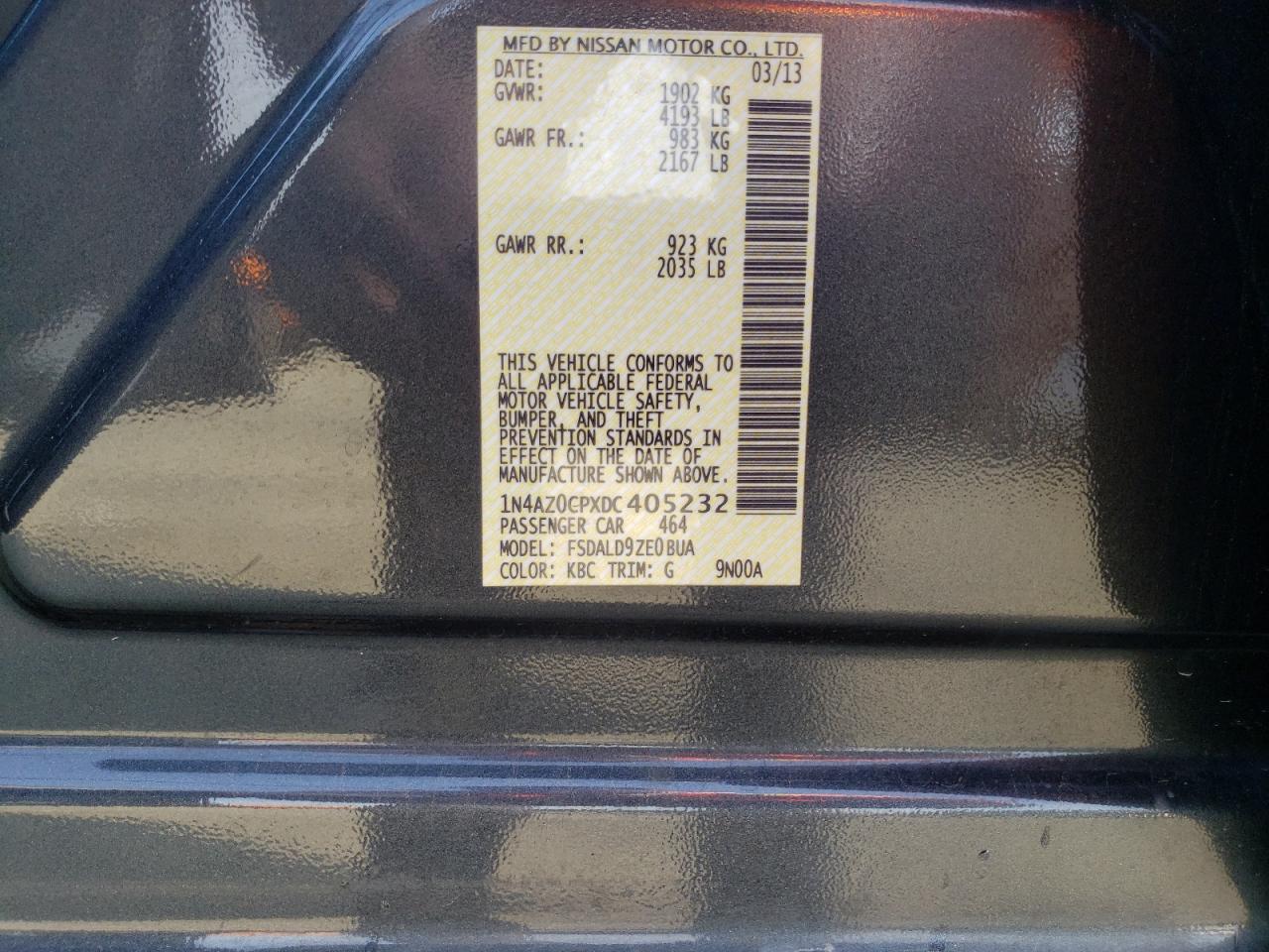 VIN 1N4AZ0CPXDC405232 2013 NISSAN LEAF no.12