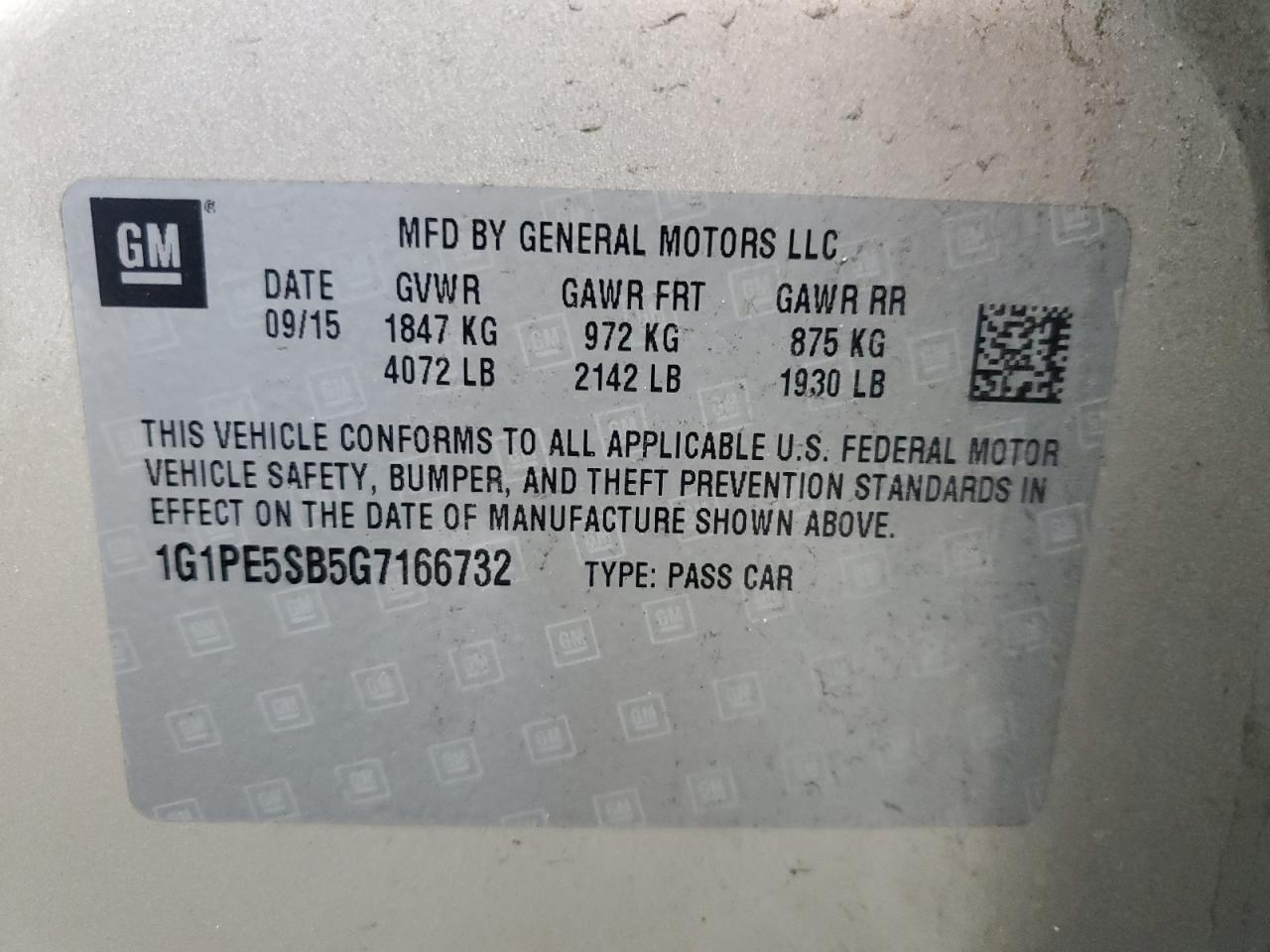 VIN 1G1PE5SB5G7166732 2016 CHEVROLET CRUZE no.13