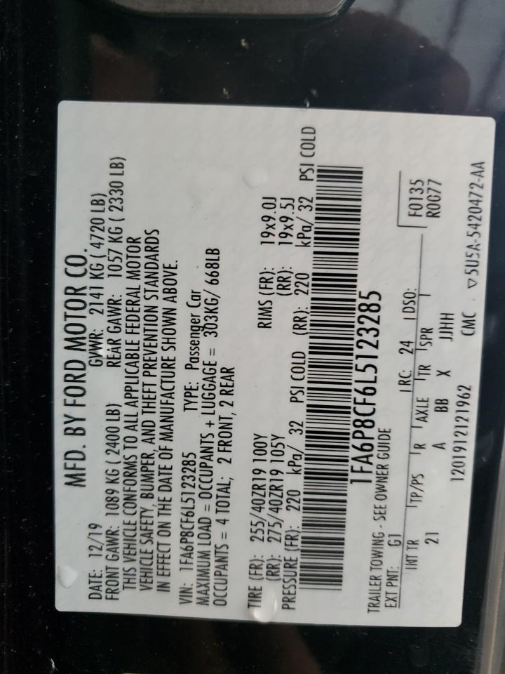 1FA6P8CF6L5123285 FORD MUSTANG 2020