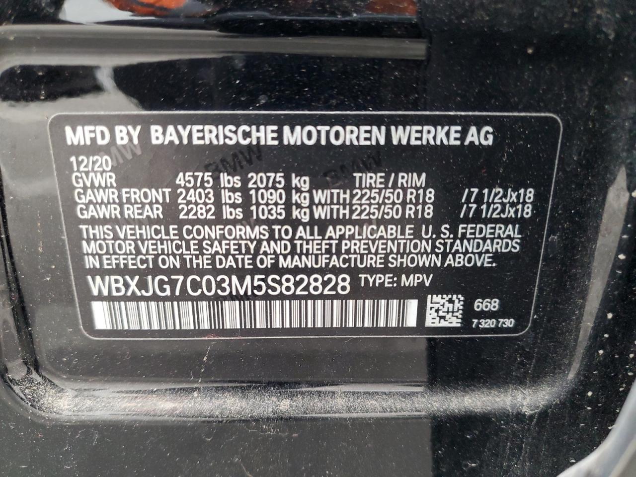 VIN WBXJG7C03M5S82828 2021 BMW X1 no.14