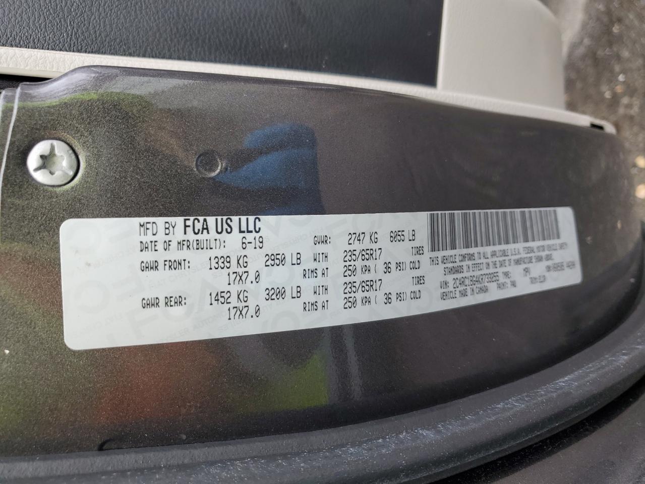 2019 Chrysler Pacifica Touring L VIN: 2C4RC1BG4KR733255 Lot: 84068334