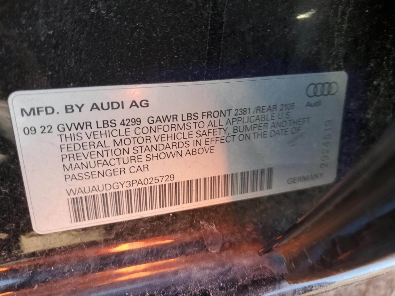 VIN WAUAUDGY3PA025729 2023 AUDI A3 no.12