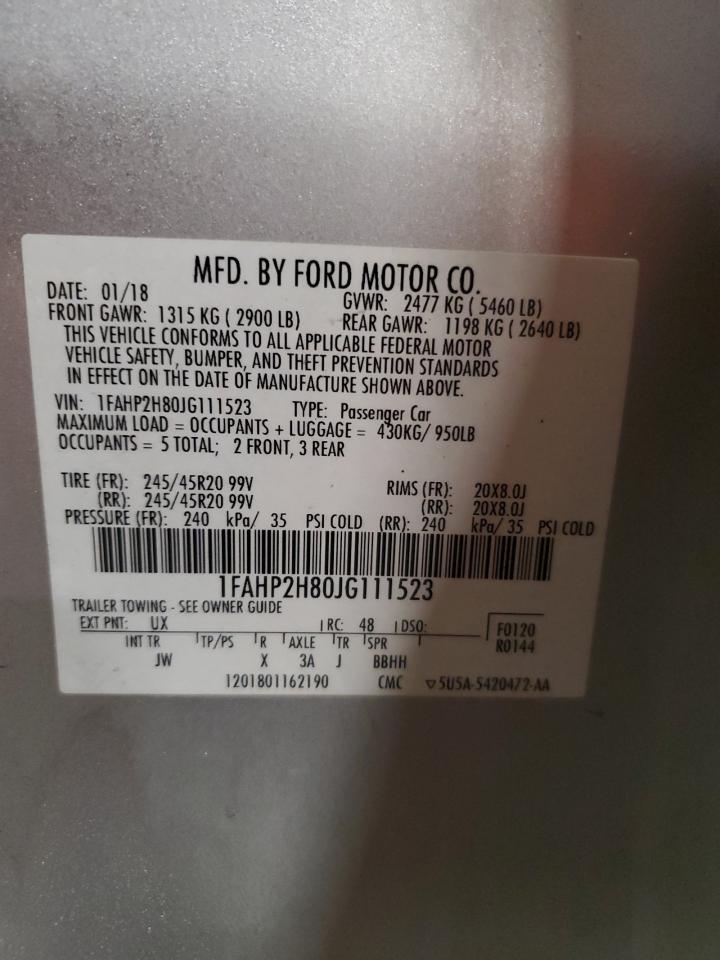 2018 Ford Taurus Sel VIN: 1FAHP2H80JG111523 Lot: 85364784
