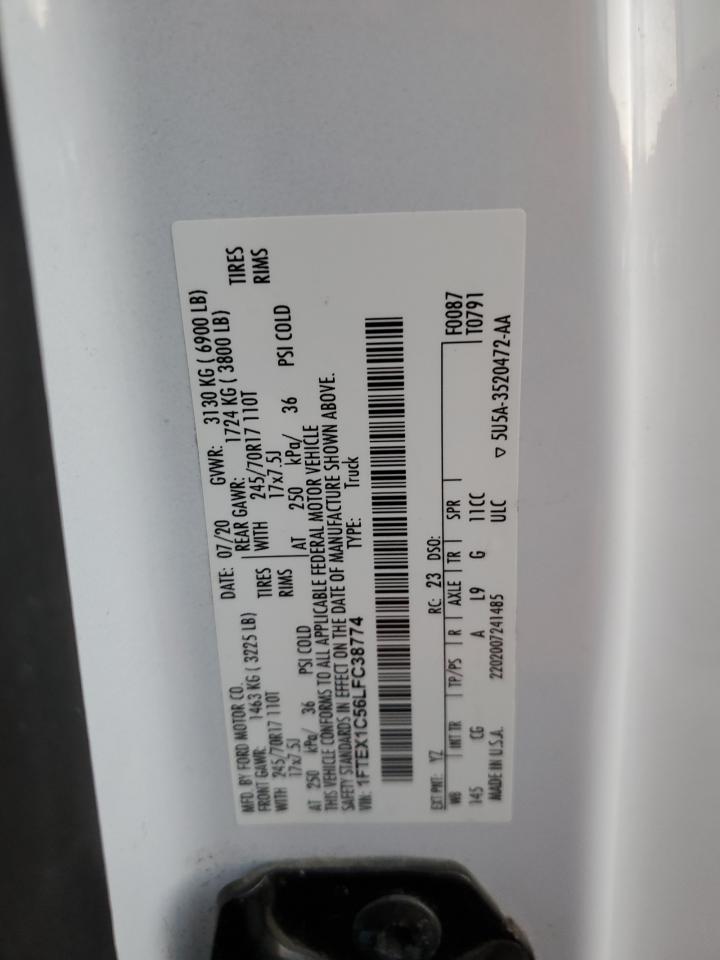 2020 Ford F150 Super Cab VIN: 1FTEX1C56LFC38774 Lot: 83821964