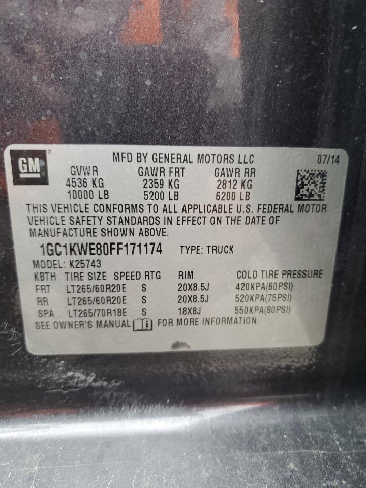 2015 Chevrolet Silverado K2500 Heavy Duty Ltz VIN: 1GC1KWE80FF171174 Lot: 83589094